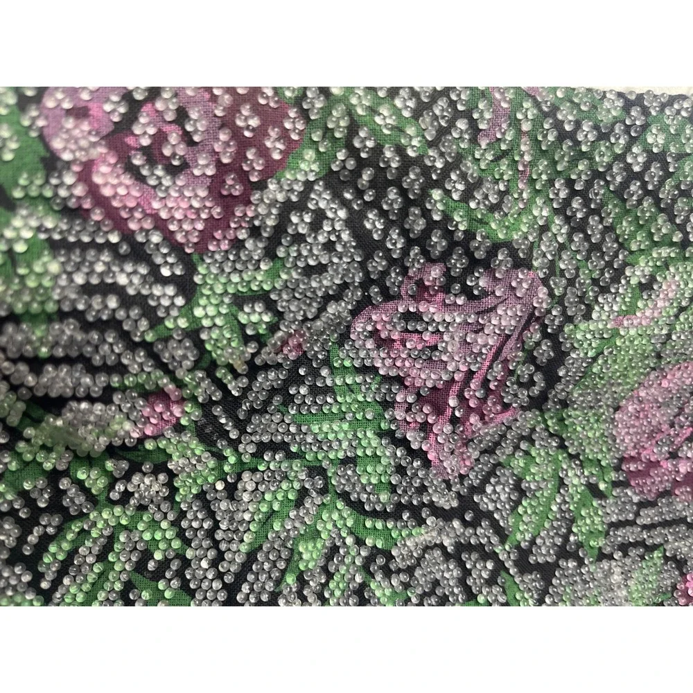 Vintage Large Beaded‎ Floral Bag , acrylic handles Boho